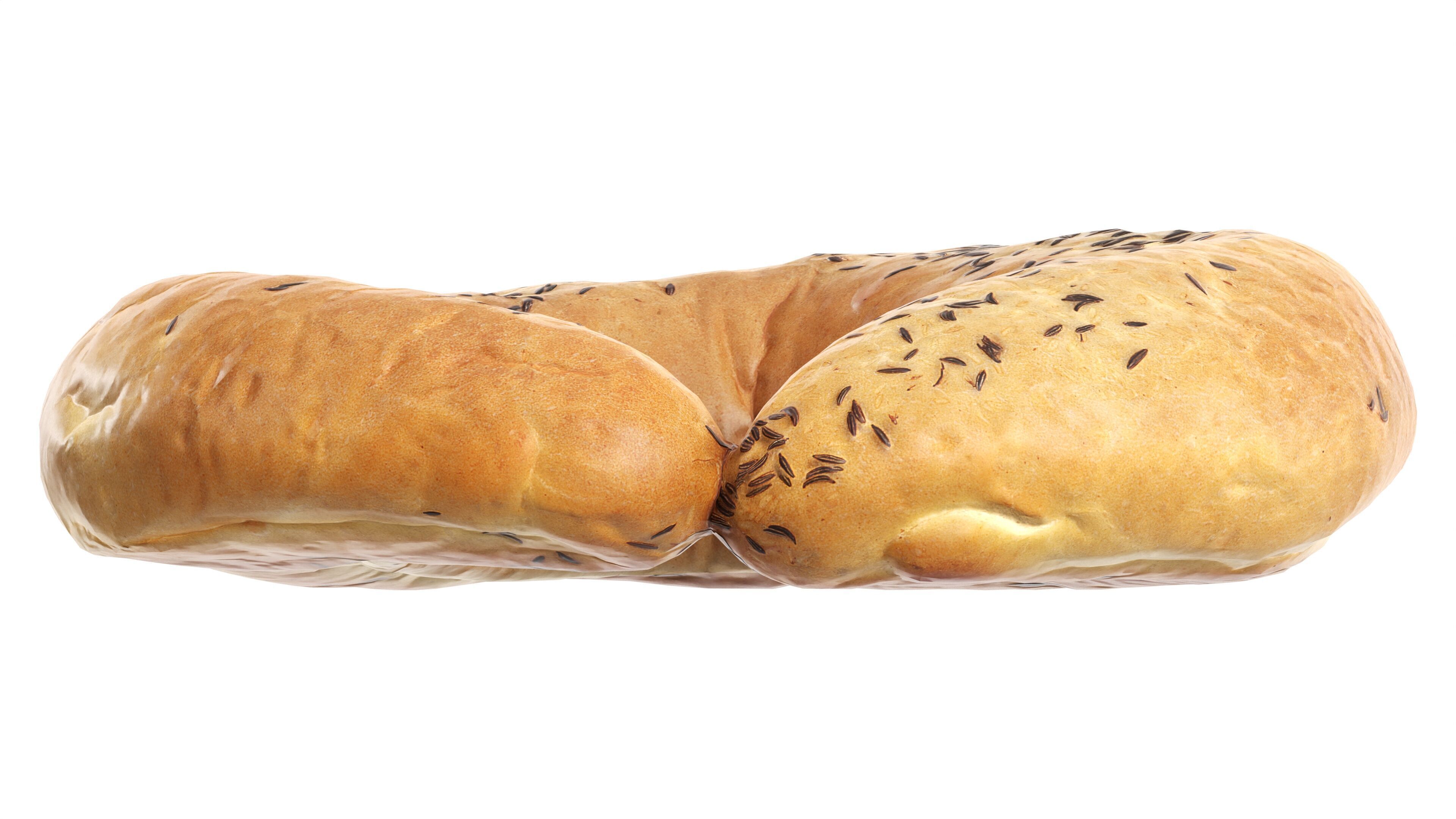 White bread cone with cumin seeds Low-poly 3D model_4