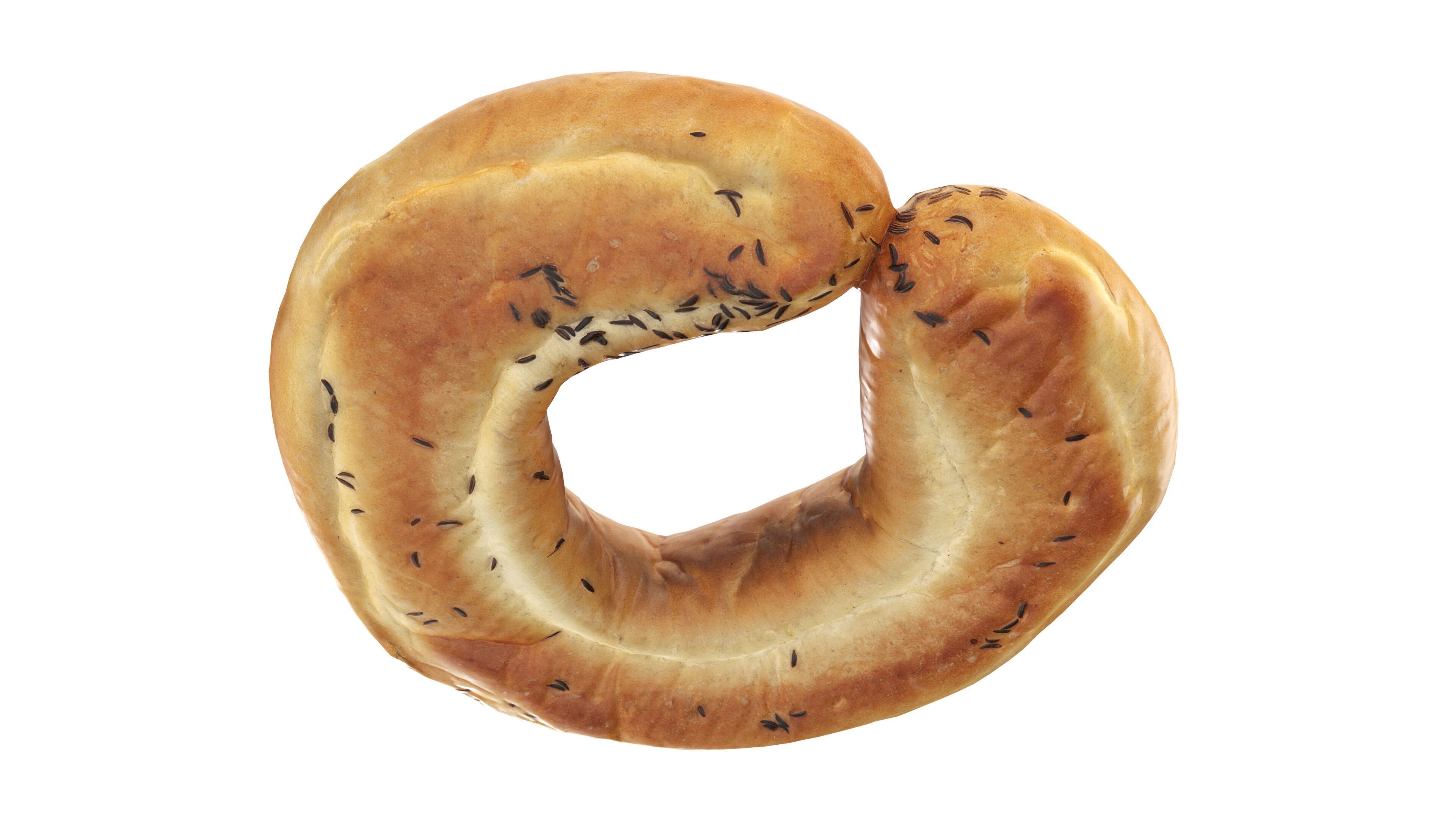 White bread cone with cumin seeds Low-poly 3D model_3