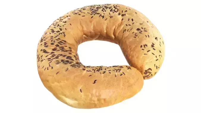 White bread cone with cumin seeds Low-poly 3D model