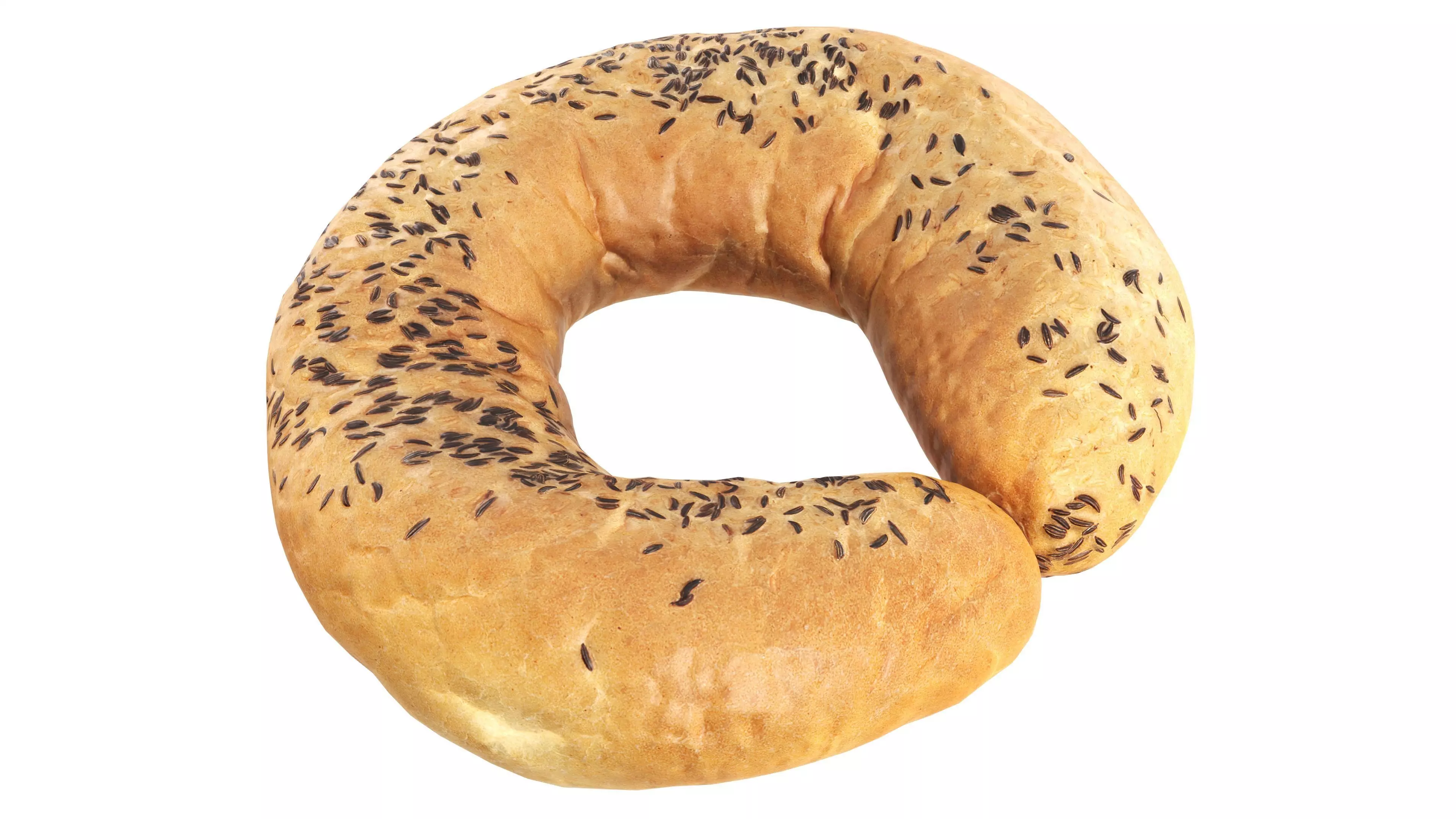 White bread cone with cumin seeds Low-poly 3D model_0
