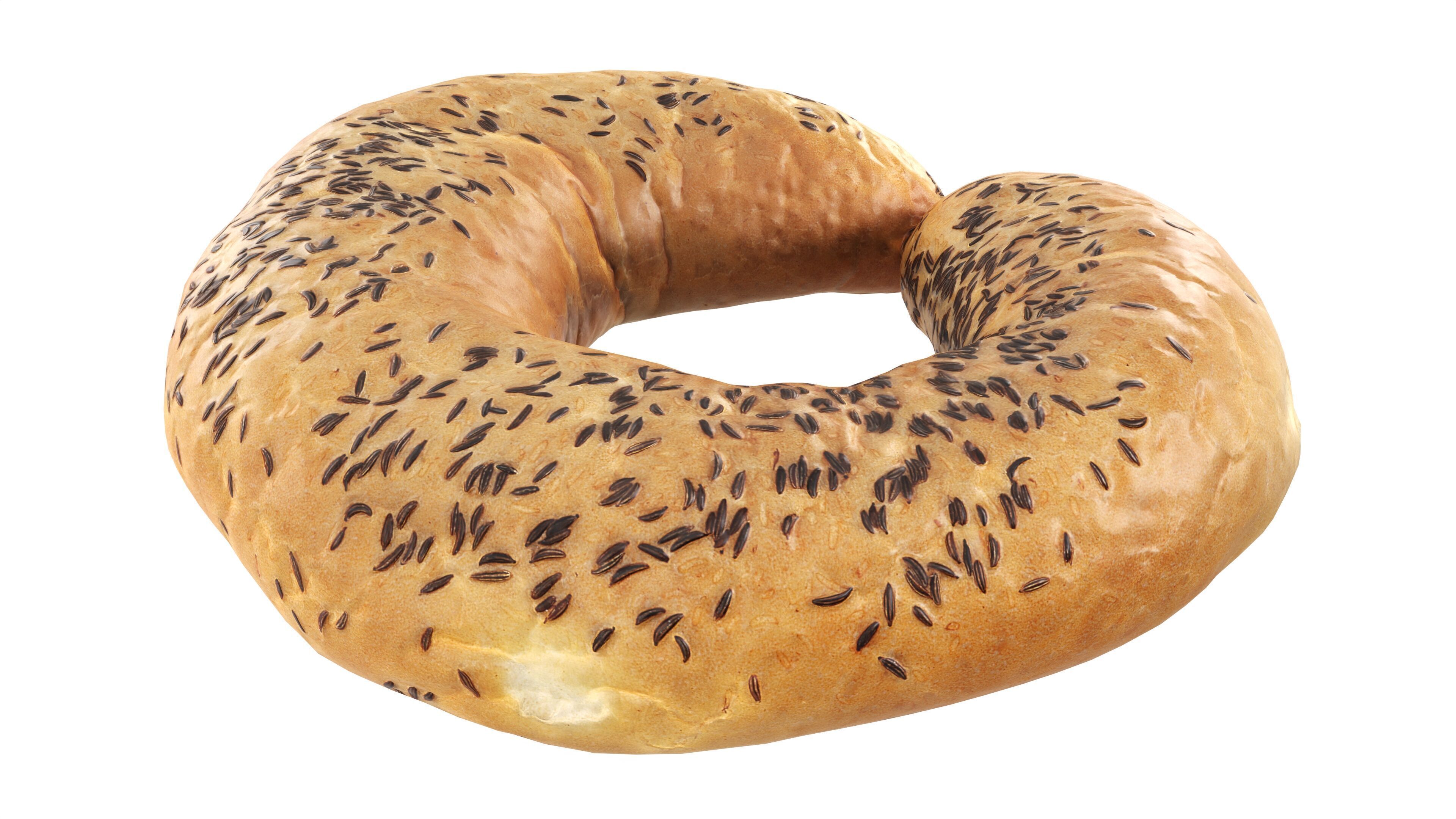 White bread cone with cumin seeds Low-poly 3D model_2