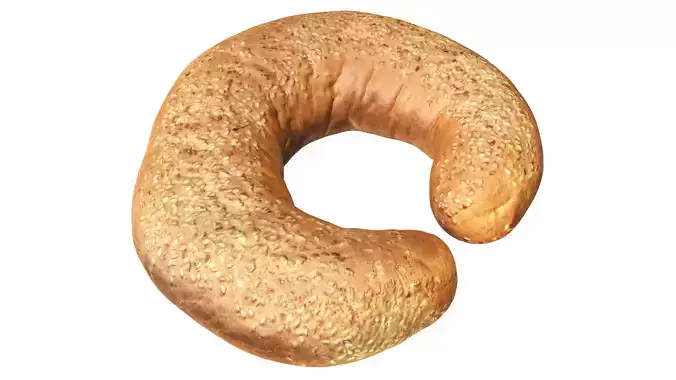 White bread cone with sesame seeds Low-poly 3D model