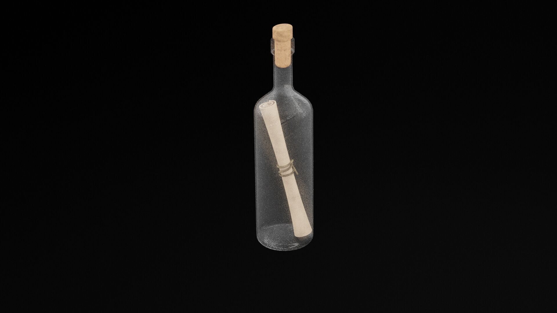 Scroll in Bottle Low-poly 3D model_2