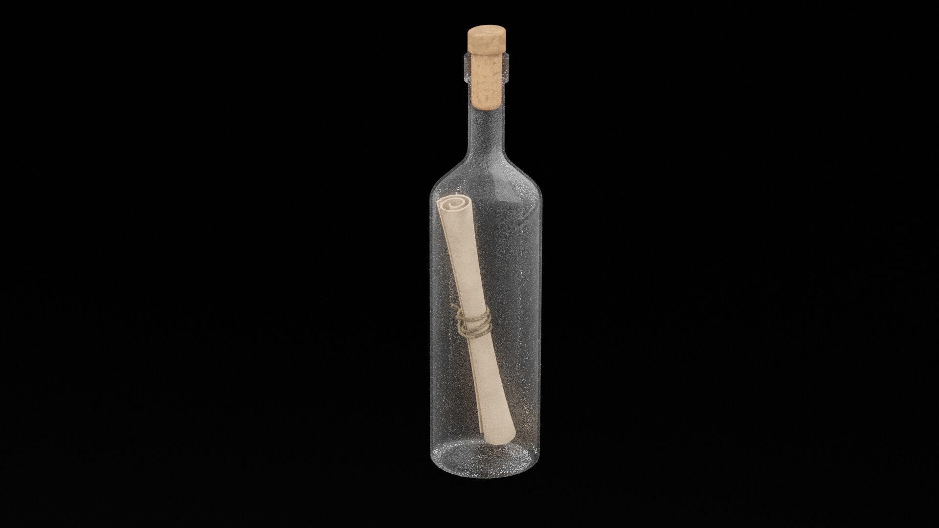 Scroll in Bottle Low-poly 3D model_1