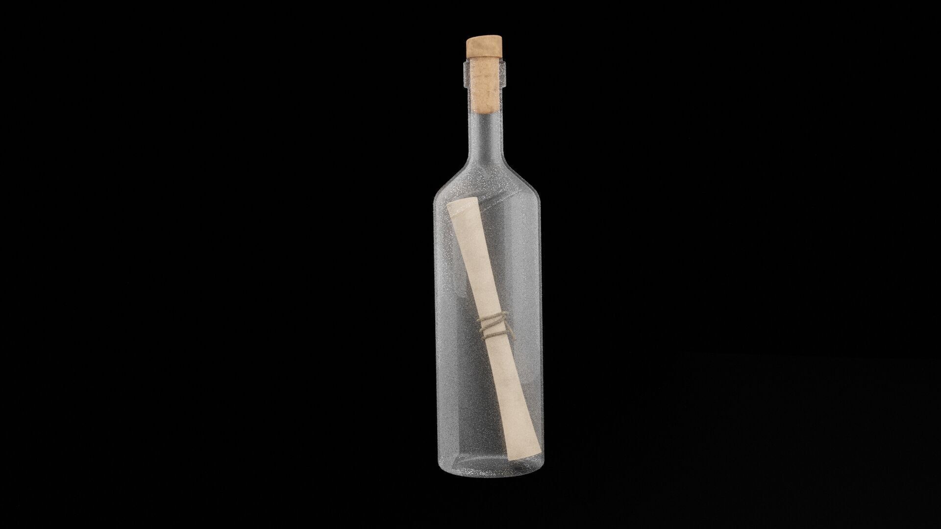Scroll in Bottle Low-poly 3D model_5