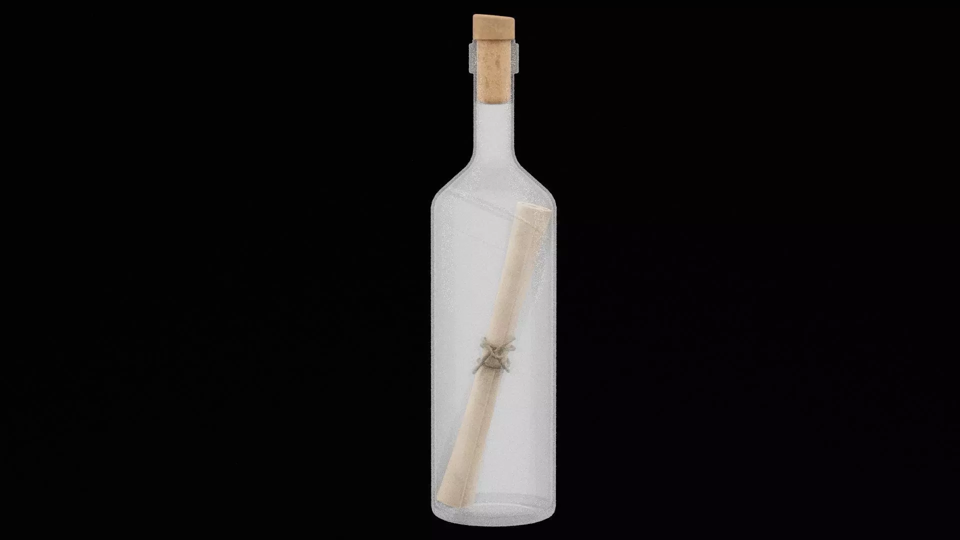 Scroll in Bottle Low-poly 3D model_0
