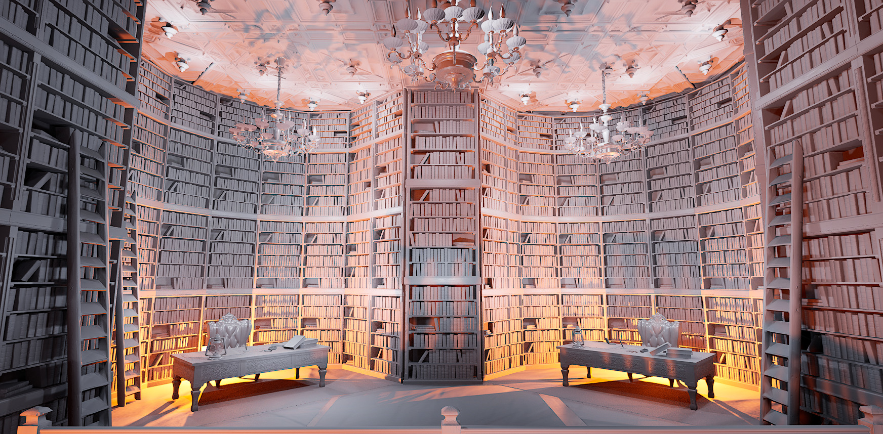 Unique Style Gothic and Victorian Library and Athenaeum 3D model_19