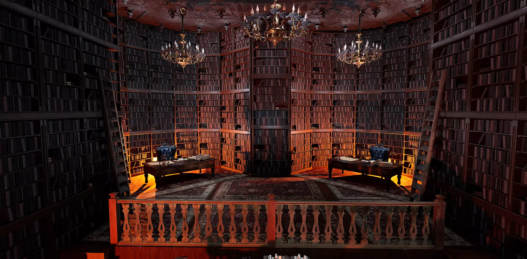 Unique Style Gothic and Victorian Library and Athenaeum 3D model_0