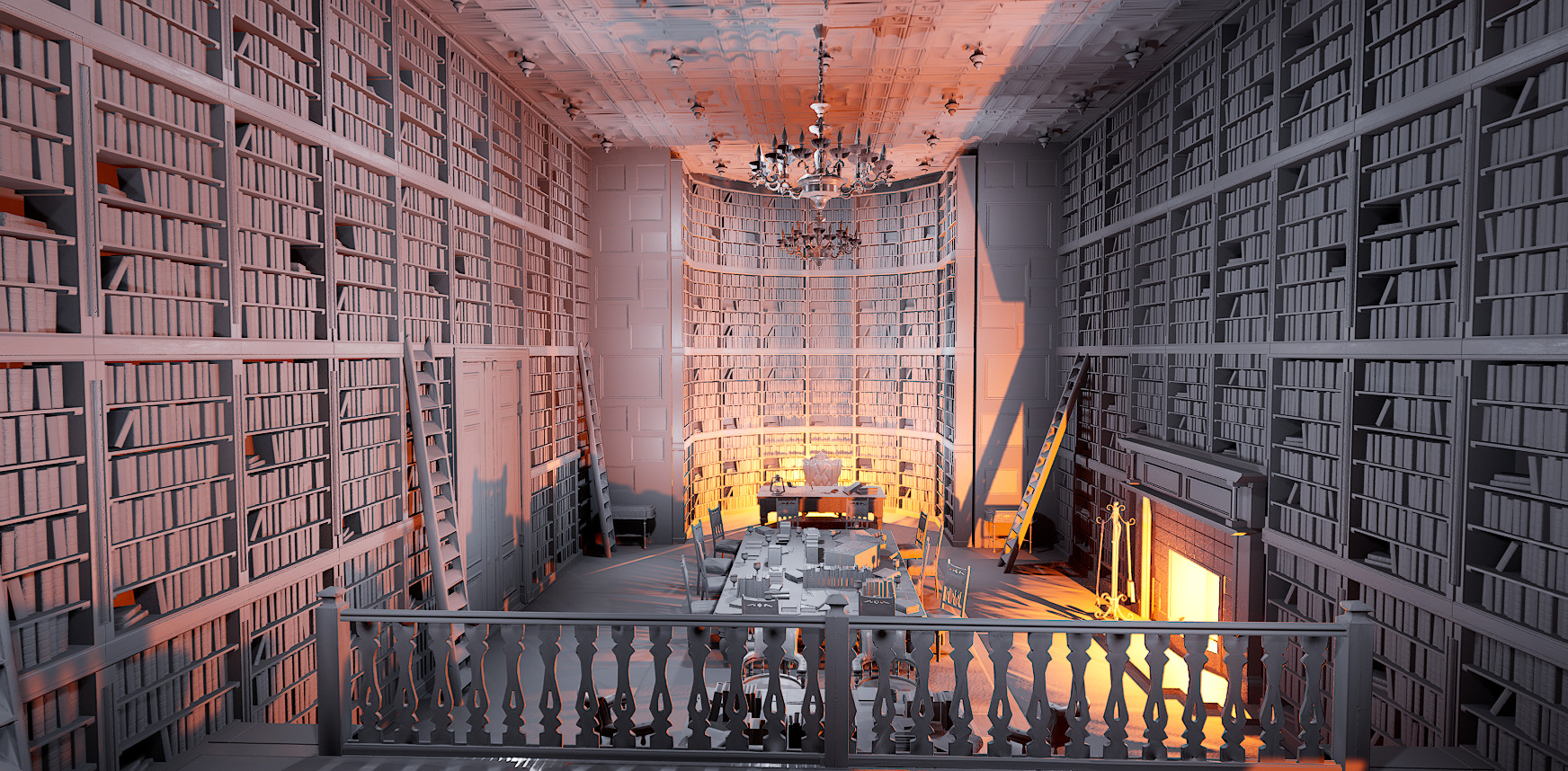 Unique Style Gothic and Victorian Library and Athenaeum 3D model_20