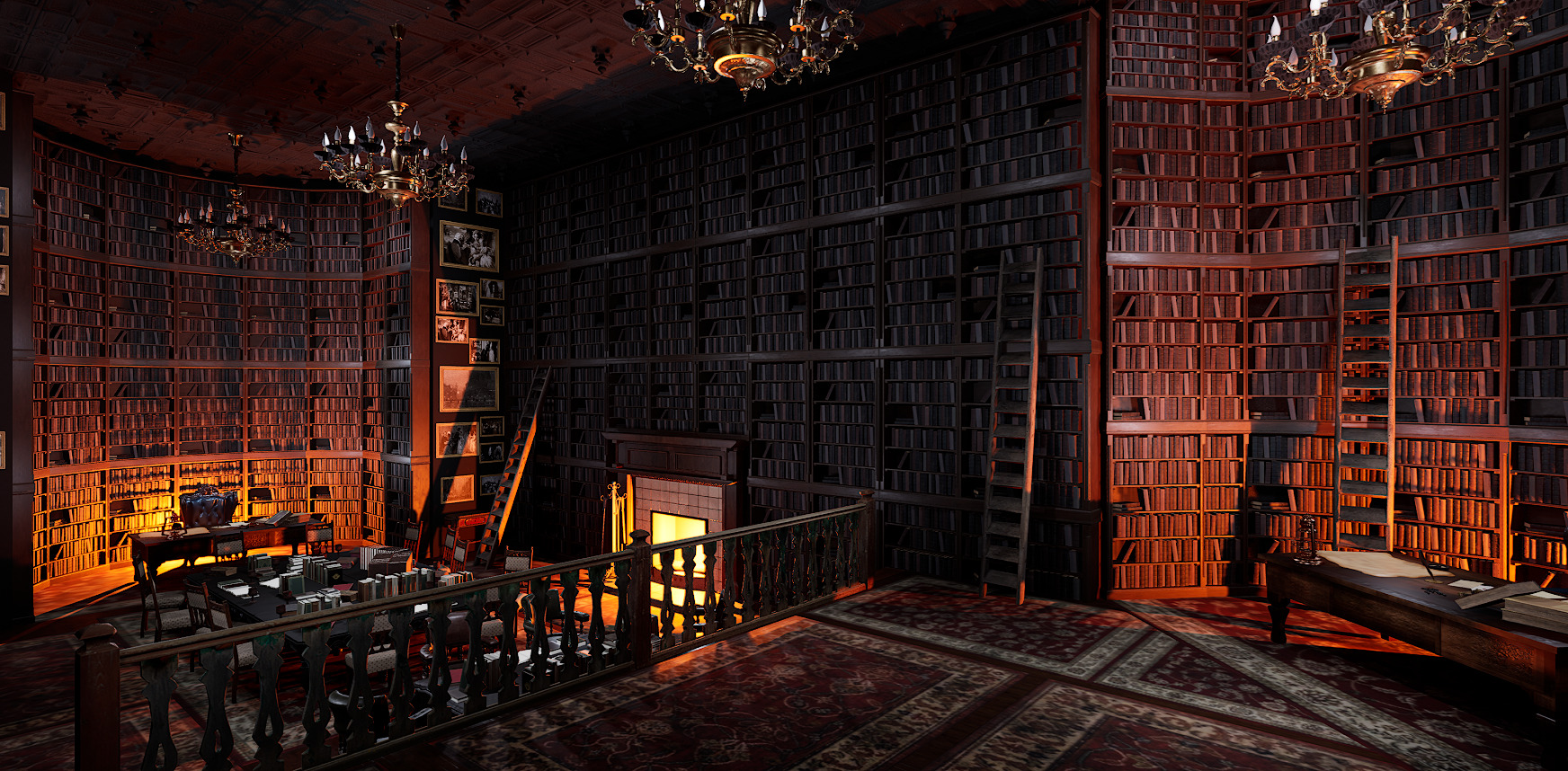 Unique Style Gothic and Victorian Library and Athenaeum 3D model_7