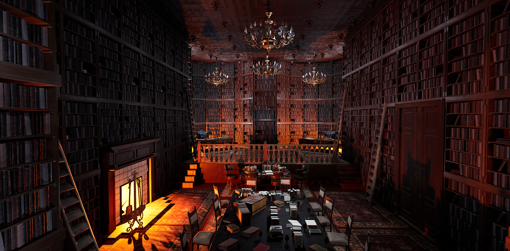 Unique Style Gothic and Victorian Library and Athenaeum 3D model_17