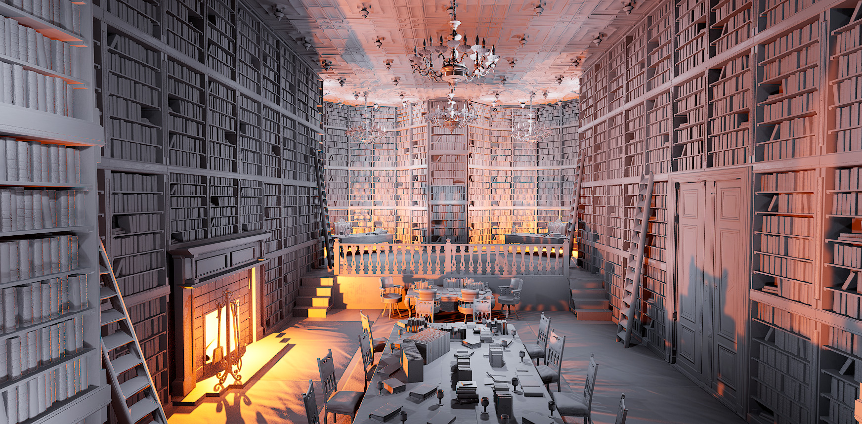 Unique Style Gothic and Victorian Library and Athenaeum 3D model_18