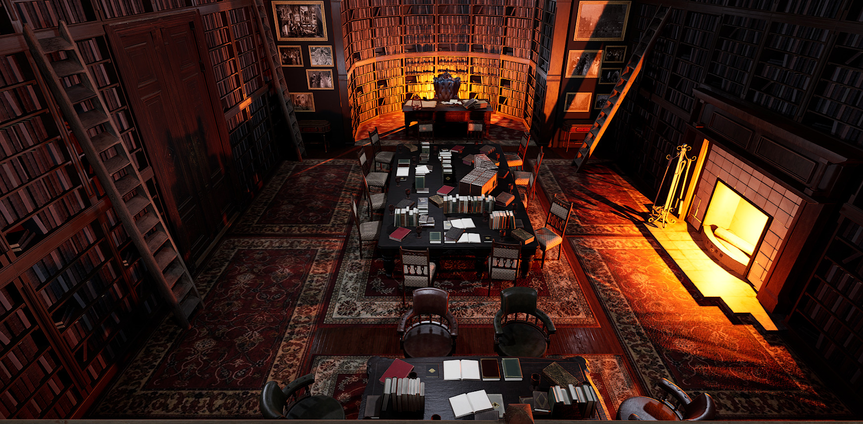 Unique Style Gothic and Victorian Library and Athenaeum 3D model_9