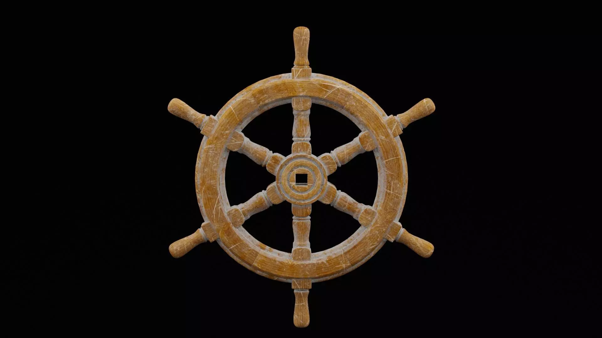 Ship Steering Wheel Low-poly 3D model_0