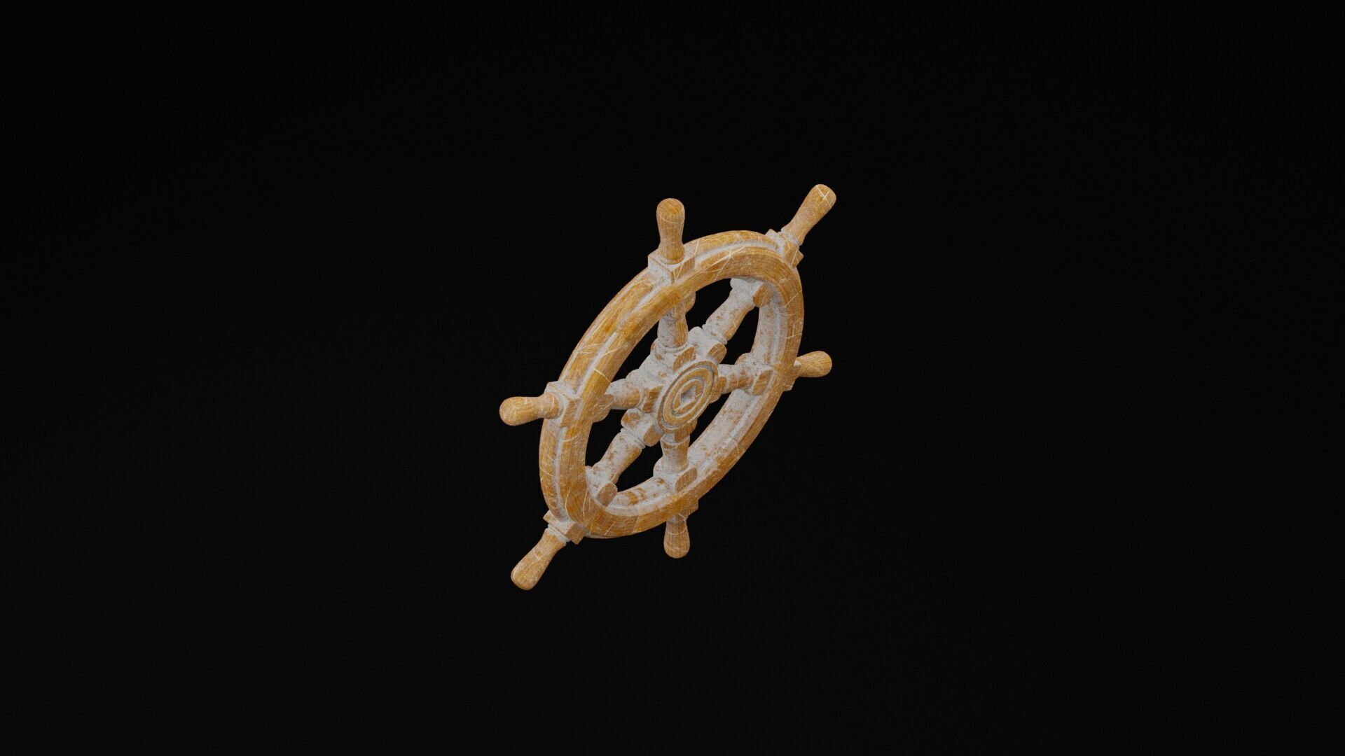 Ship Steering Wheel Low-poly 3D model_4