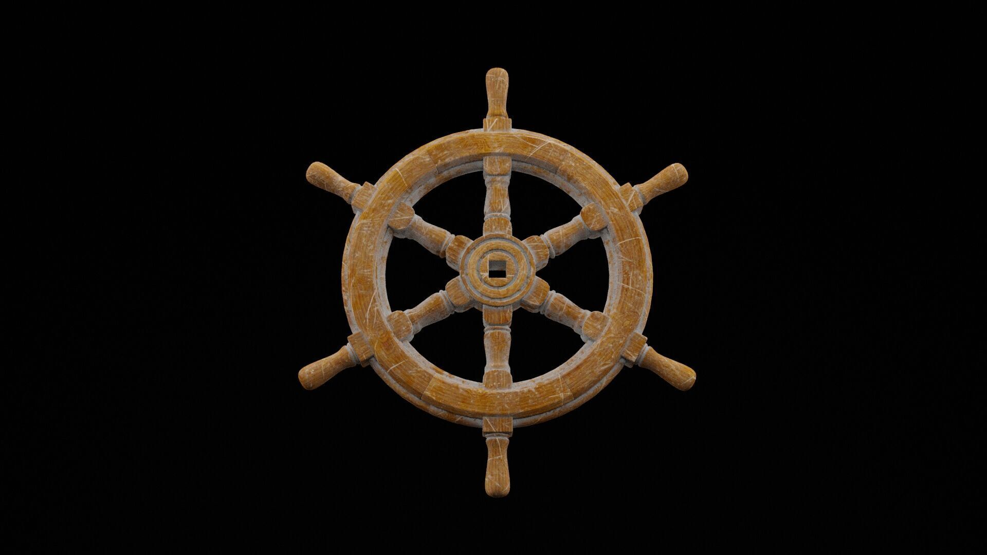 Ship Steering Wheel Low-poly 3D model_6