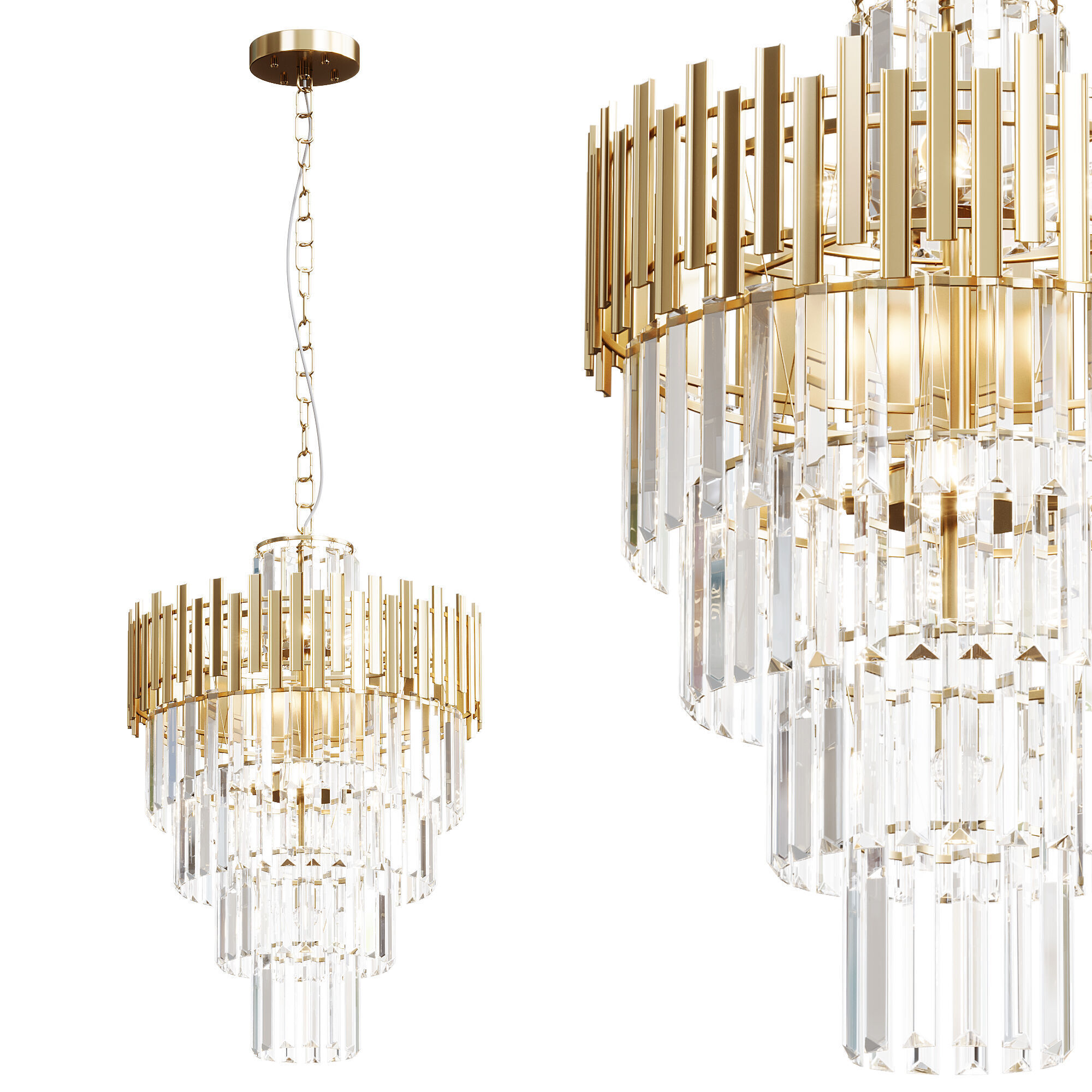 Tierizo Modern Tapered Tiered Crystal Chandelier 3D model_3