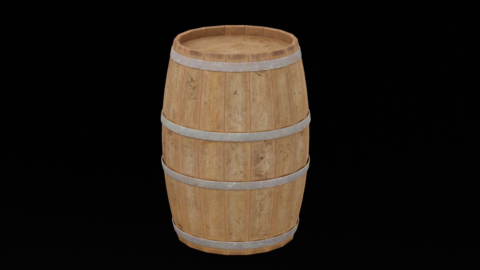 Wooden Rum Barrel Low-poly 3D model_1