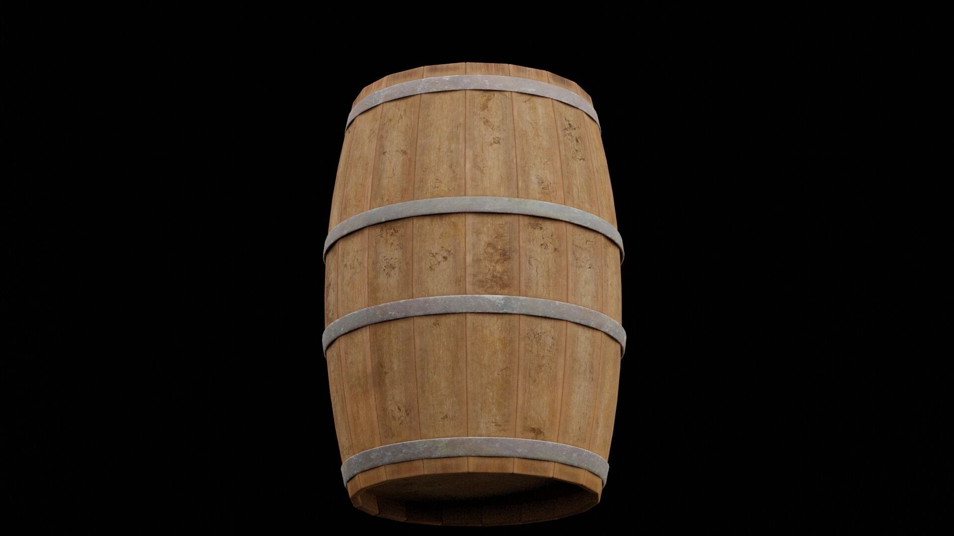 Wooden Rum Barrel Low-poly 3D model_3