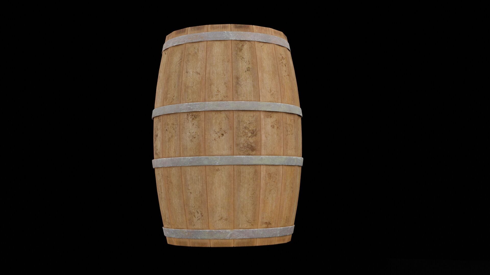 Wooden Rum Barrel Low-poly 3D model_5