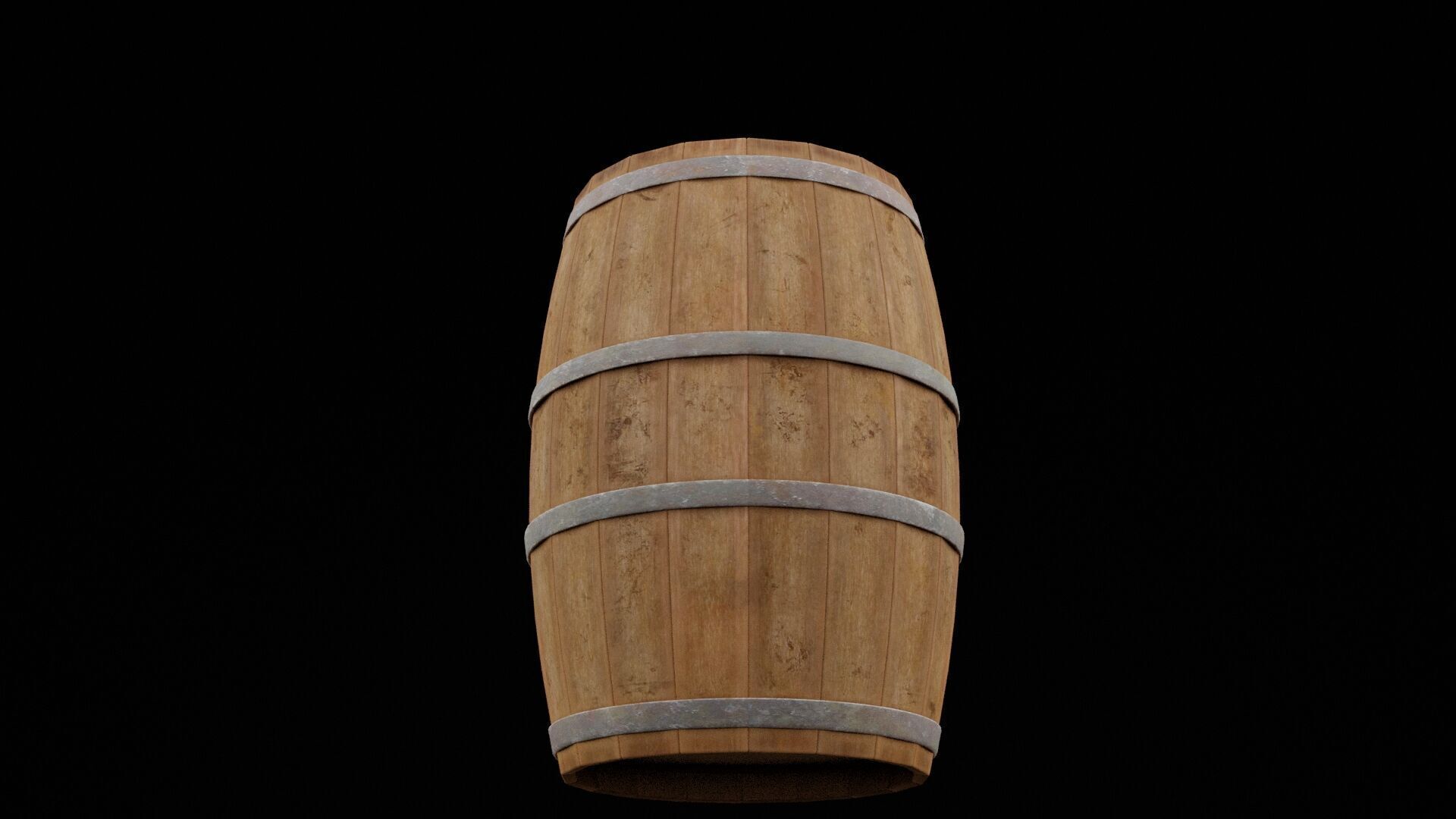 Wooden Rum Barrel Low-poly 3D model_6