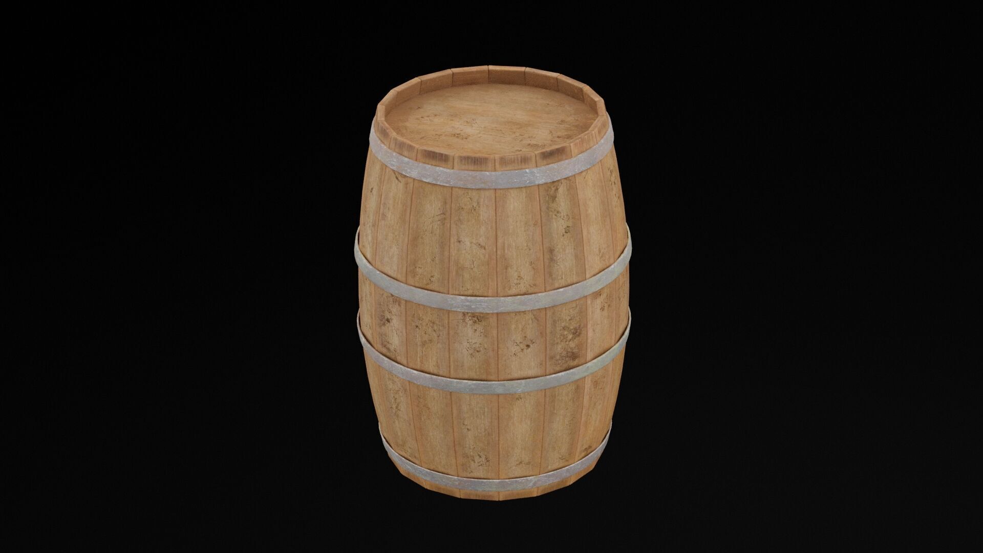 Wooden Rum Barrel Low-poly 3D model_2