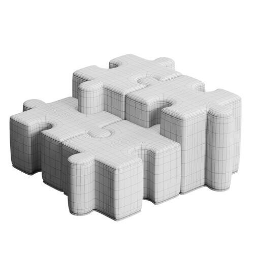 Pouf soft childrens square puzzle 3D model 4