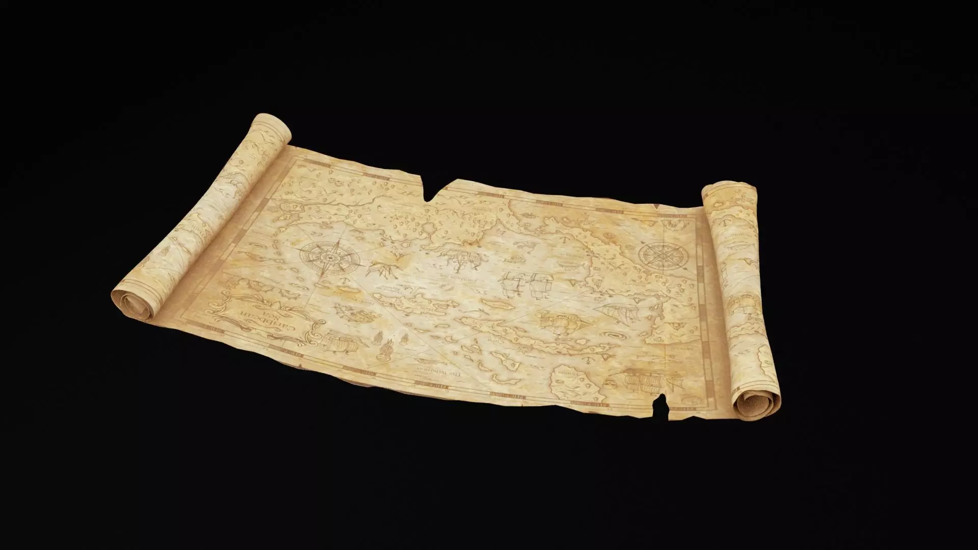 Open Treasure Map Low-poly 3D model
