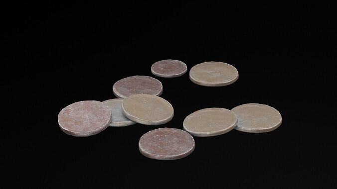 Colored Old Coins Low-poly 3D model
