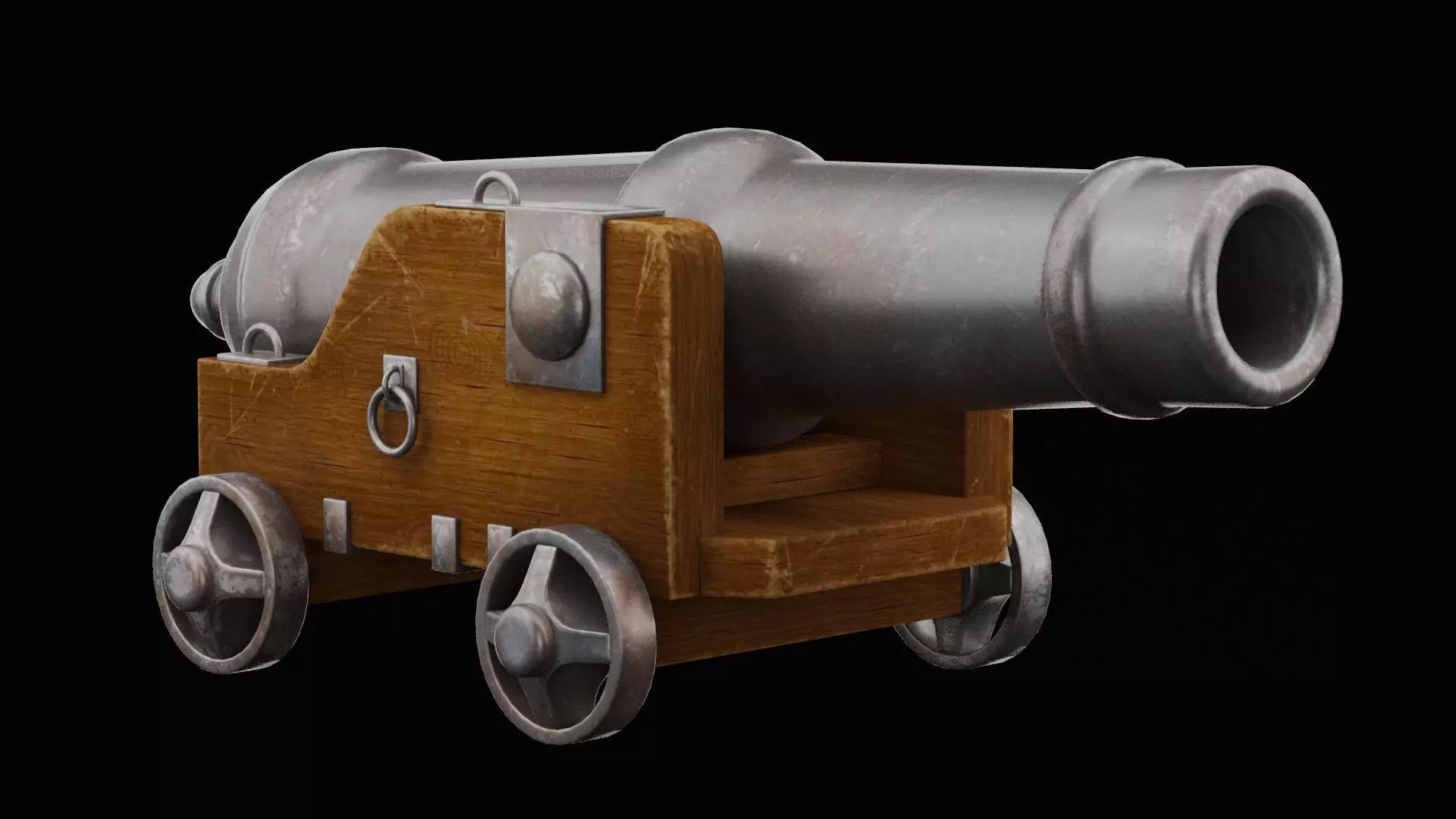 Pirate Cannon Low-poly 3D model_0