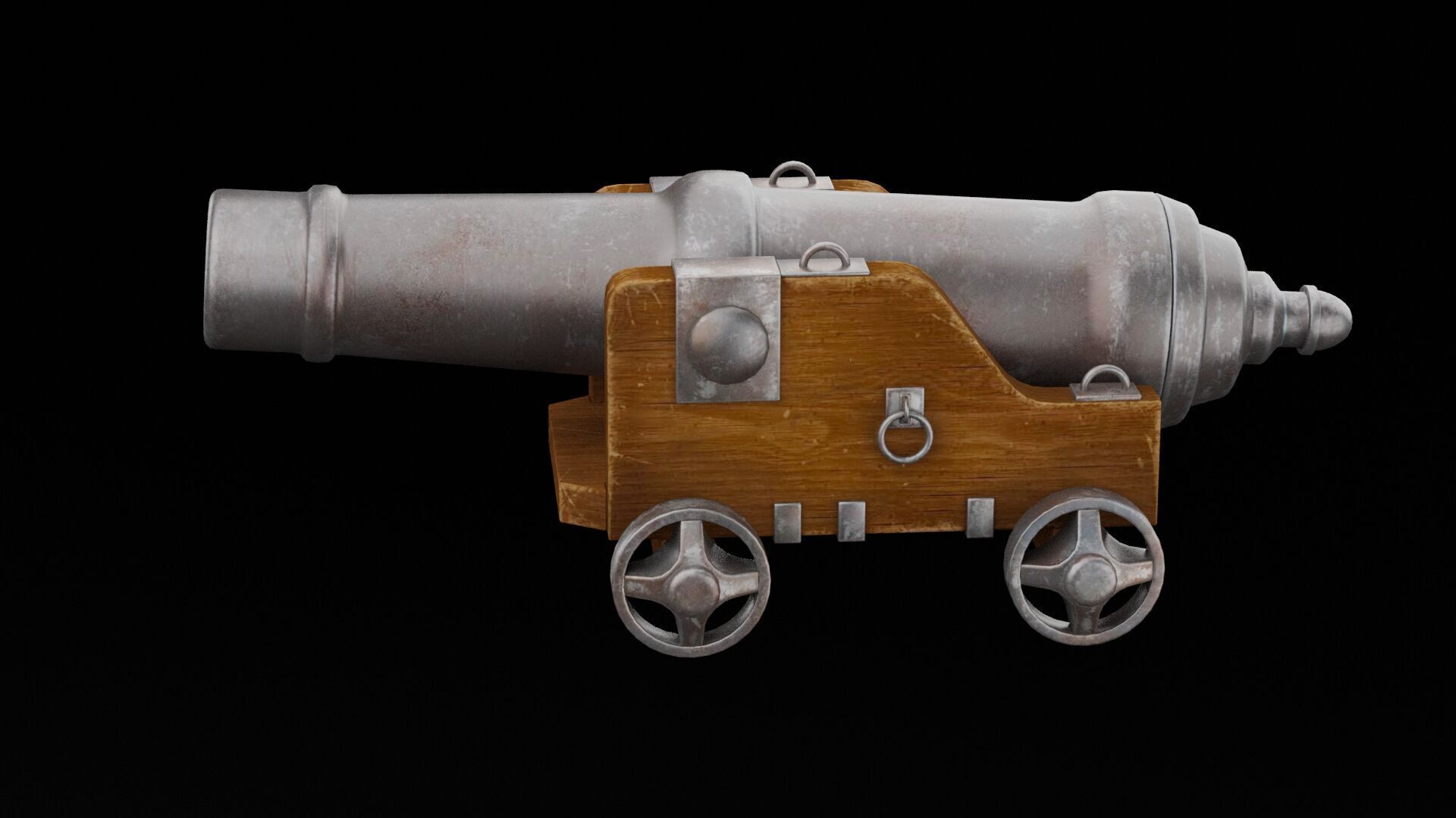 Pirate Cannon Low-poly 3D model_1