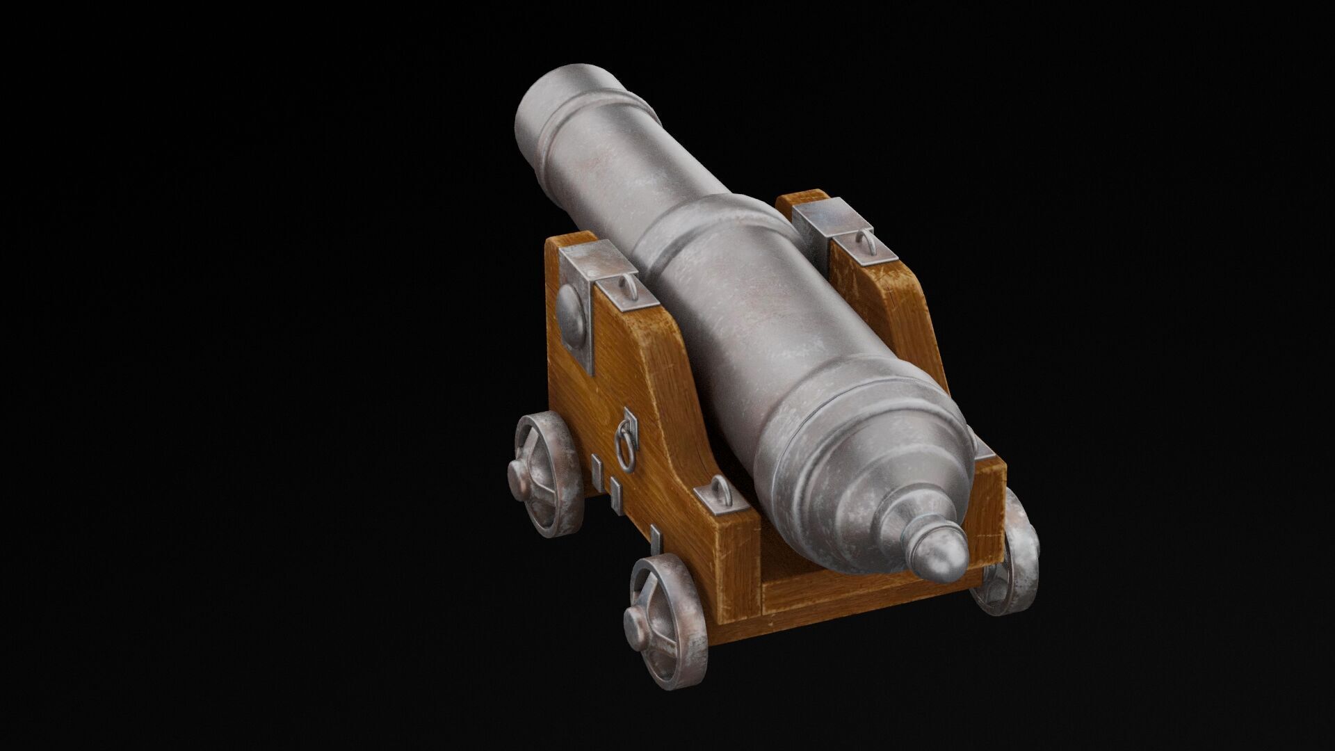 Pirate Cannon Low-poly 3D model_2