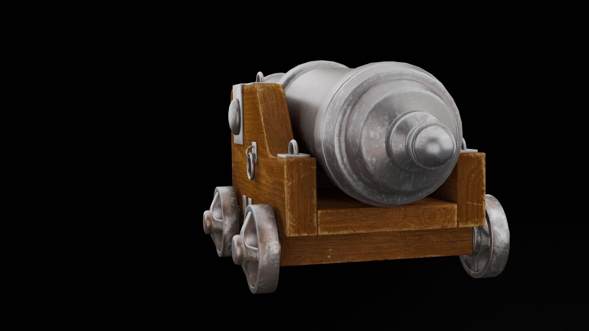 Pirate Cannon Low-poly 3D model_5