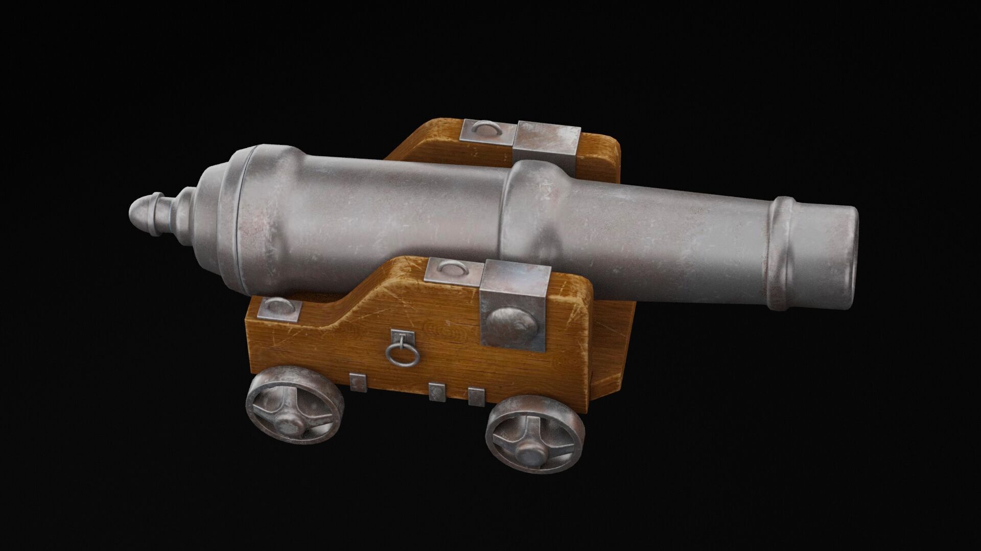 Pirate Cannon Low-poly 3D model_4