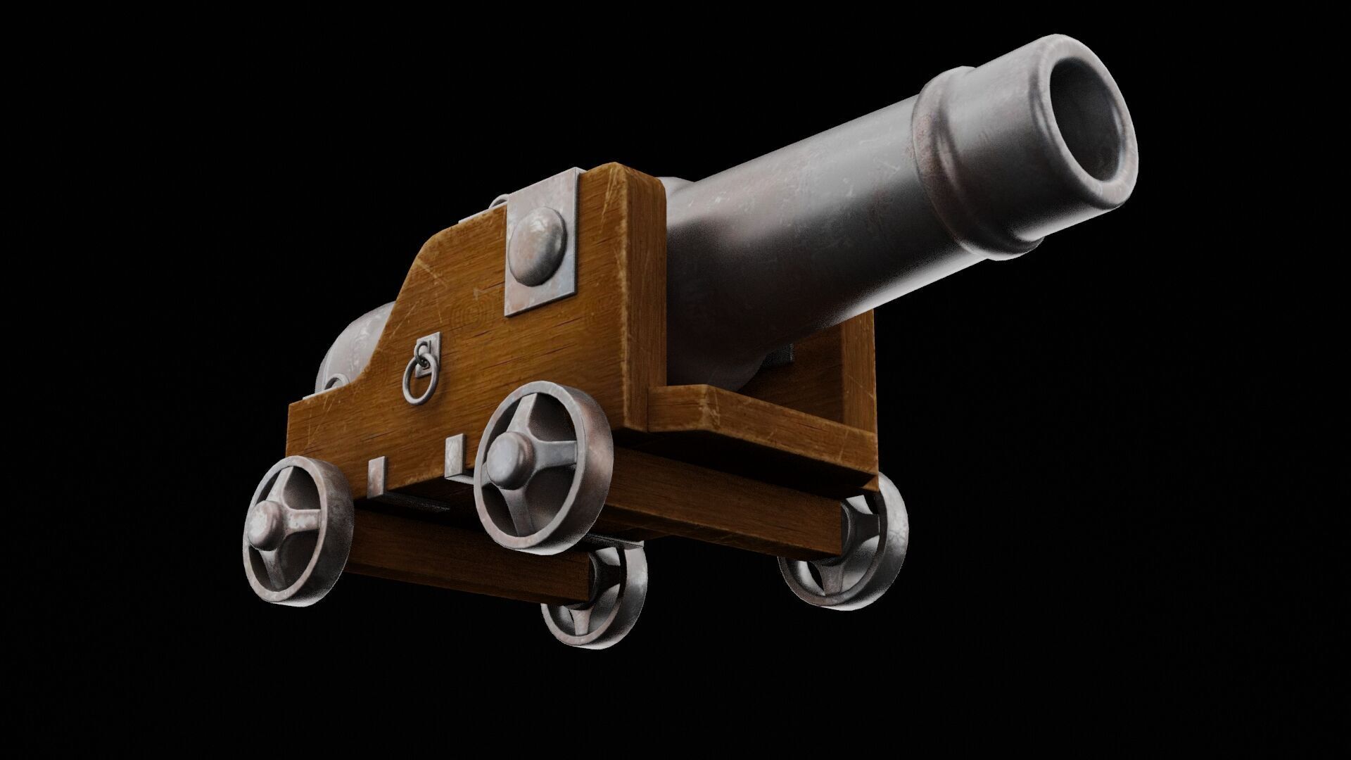Pirate Cannon Low-poly 3D model_6