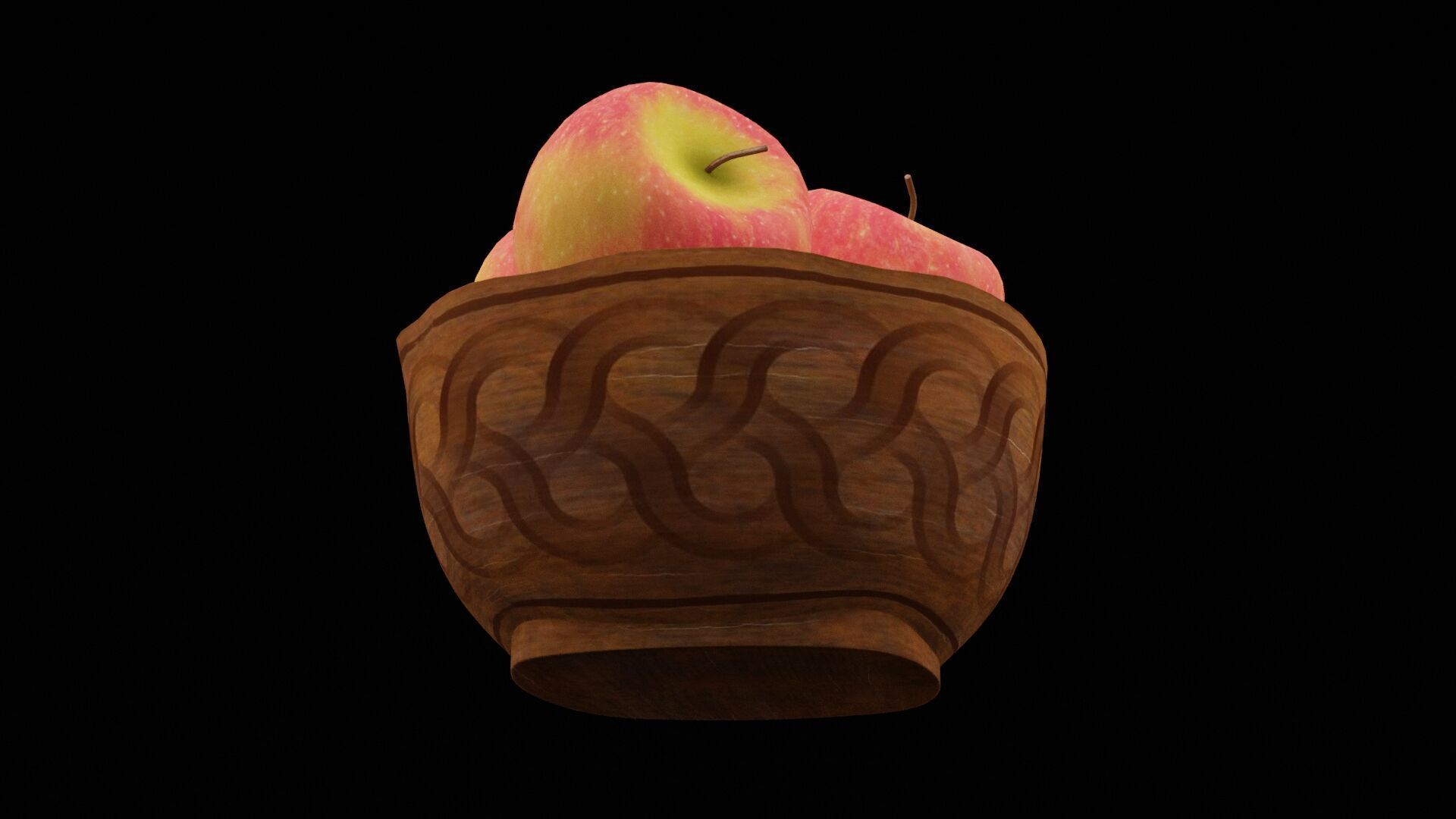 Bowl of Apples Low-poly 3D model_6