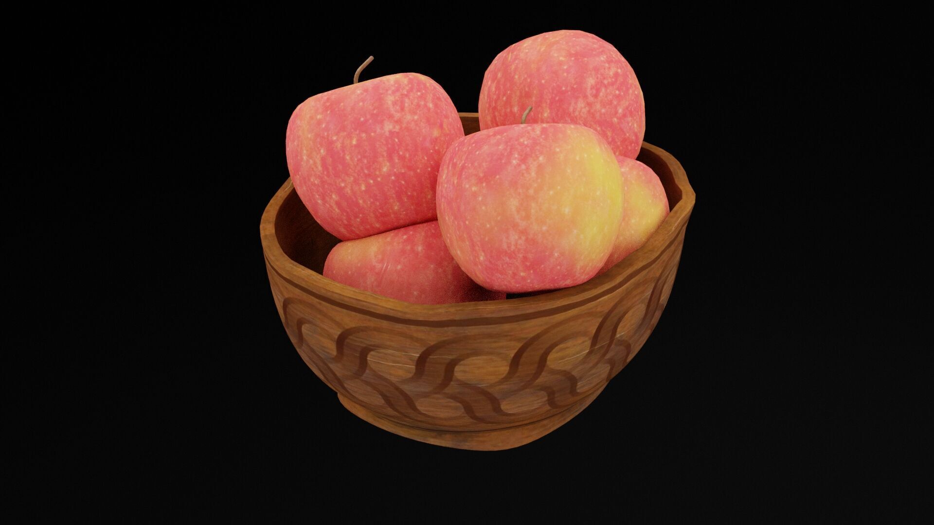 Bowl of Apples Low-poly 3D model_2