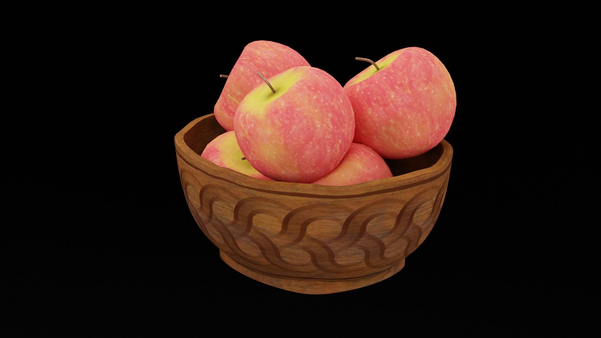 Bowl of Apples Low-poly 3D model_1