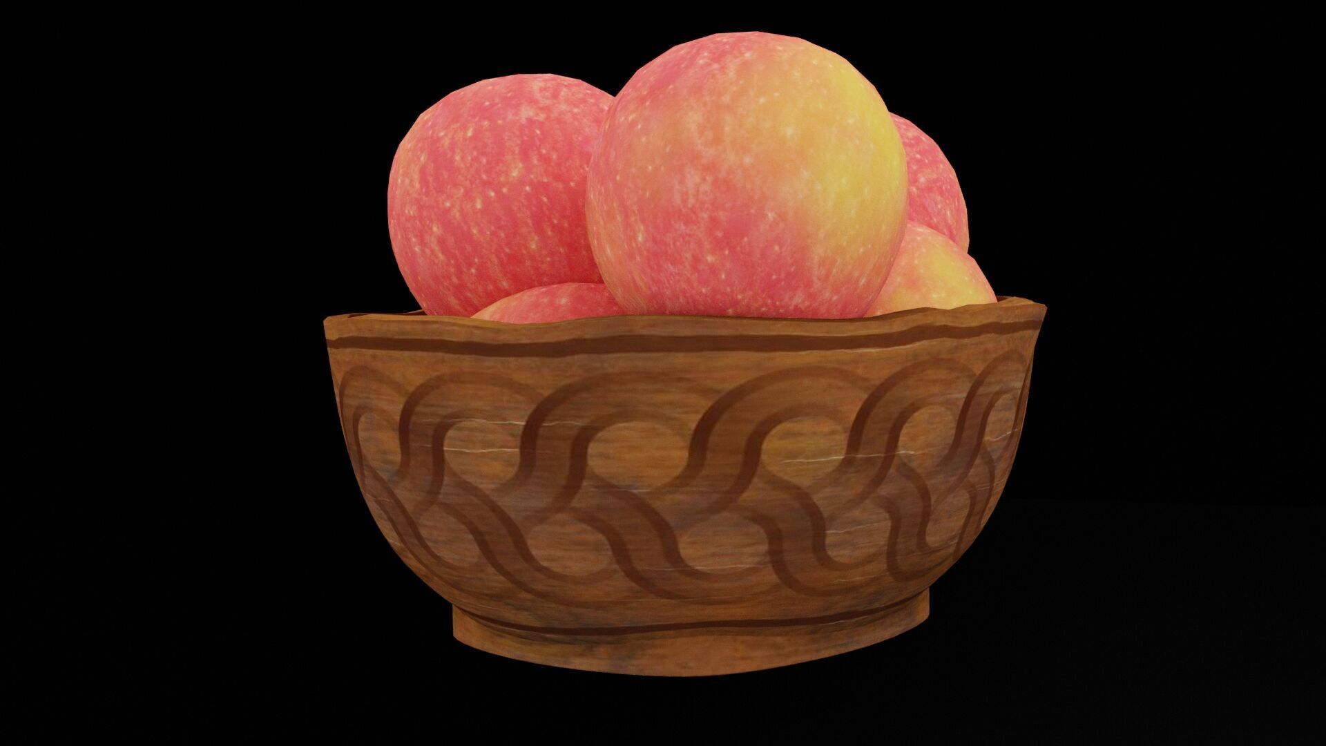 Bowl of Apples Low-poly 3D model_5