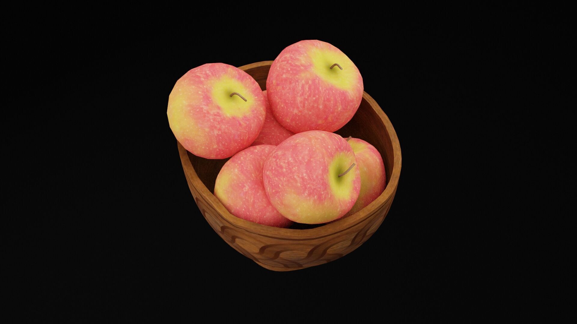 Bowl of Apples Low-poly 3D model_4