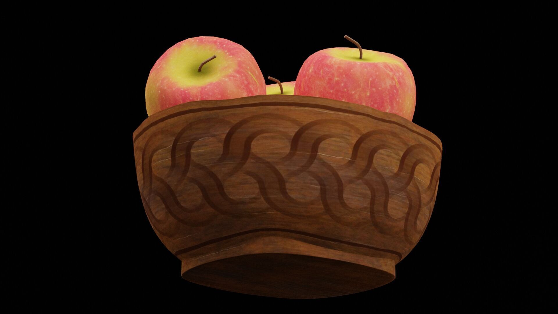 Bowl of Apples Low-poly 3D model_3