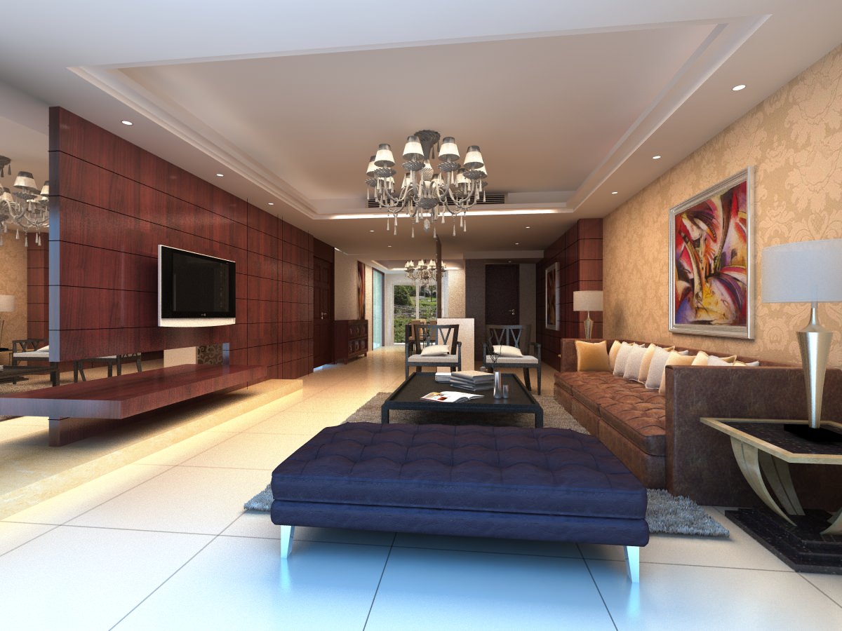 Living Room with Large Sofa and Rug 3D Model .max ...