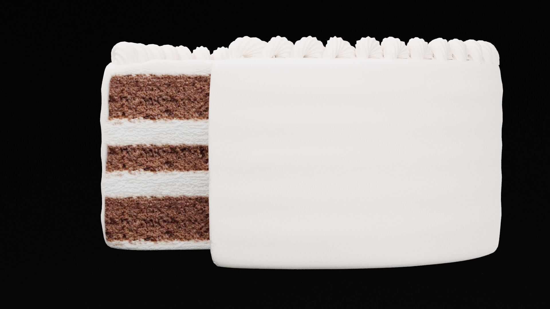 Chocolate With White Cream Cake  Low-poly 3D model_4