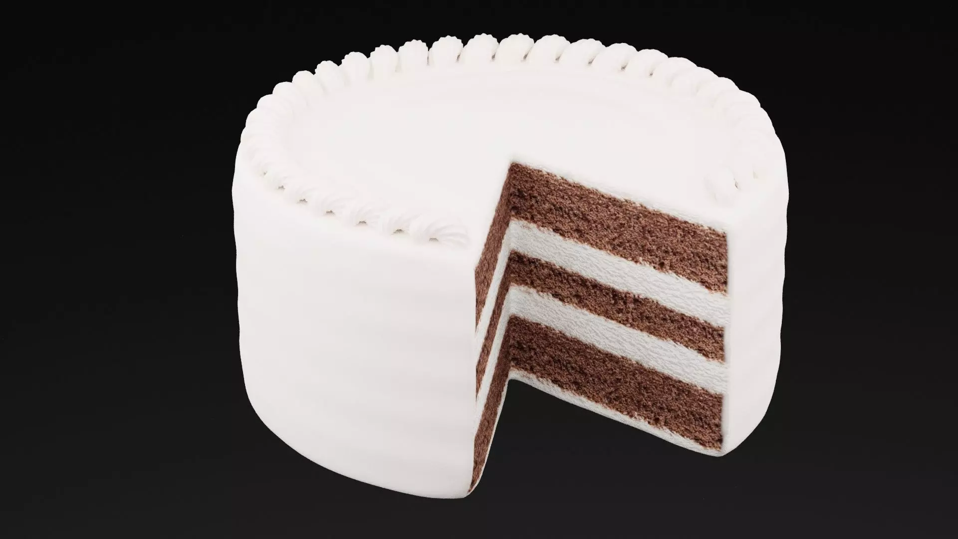 Chocolate With White Cream Cake  Low-poly 3D model_0