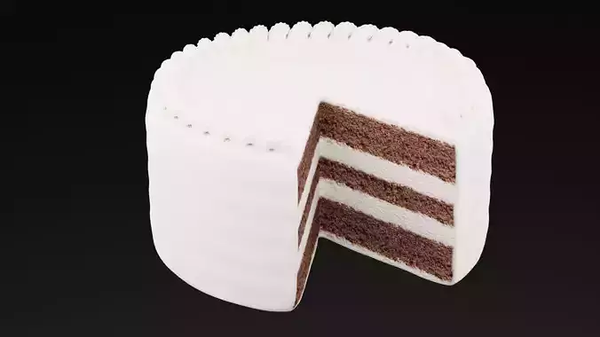 Chocolate With White Cream Cake  Low-poly 3D model Chocolate With White Cream Cake  Low-poly 3D model