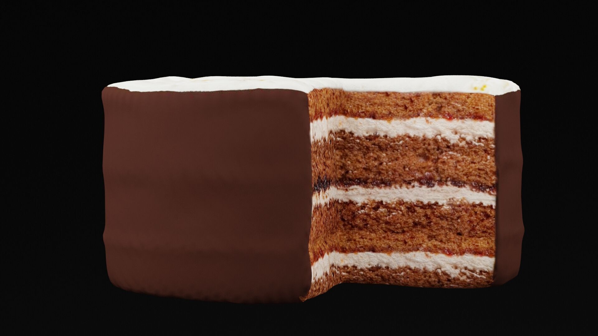 Chocolate With White Cream Cake Low-poly 3D model_3
