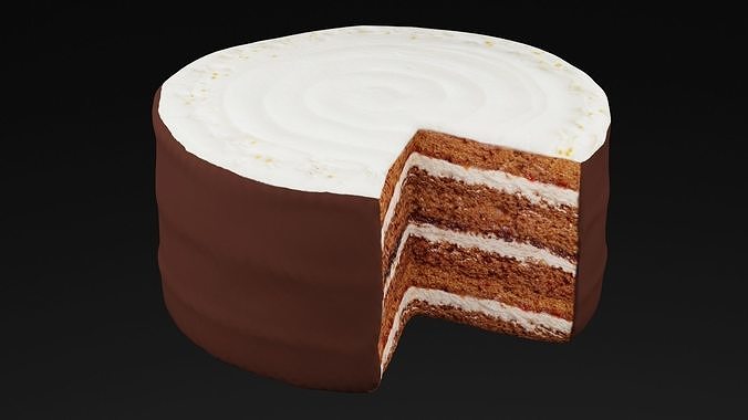 Chocolate With White Cream Cake Low-poly 3D model