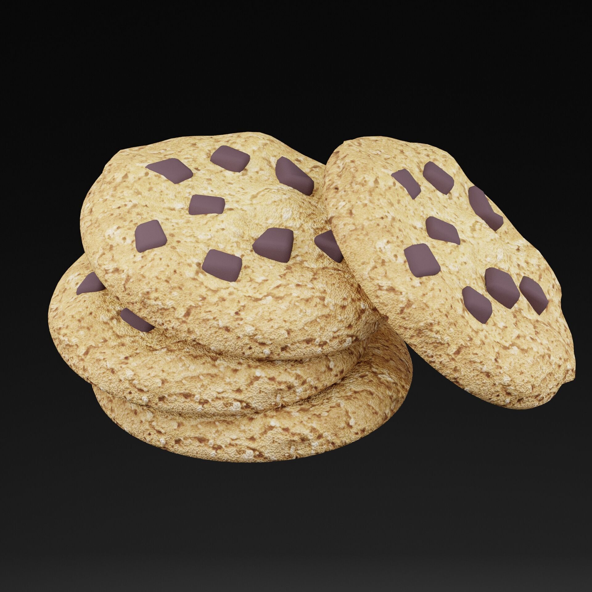 Chocolate Chips Cookies Low-poly 3D model_6