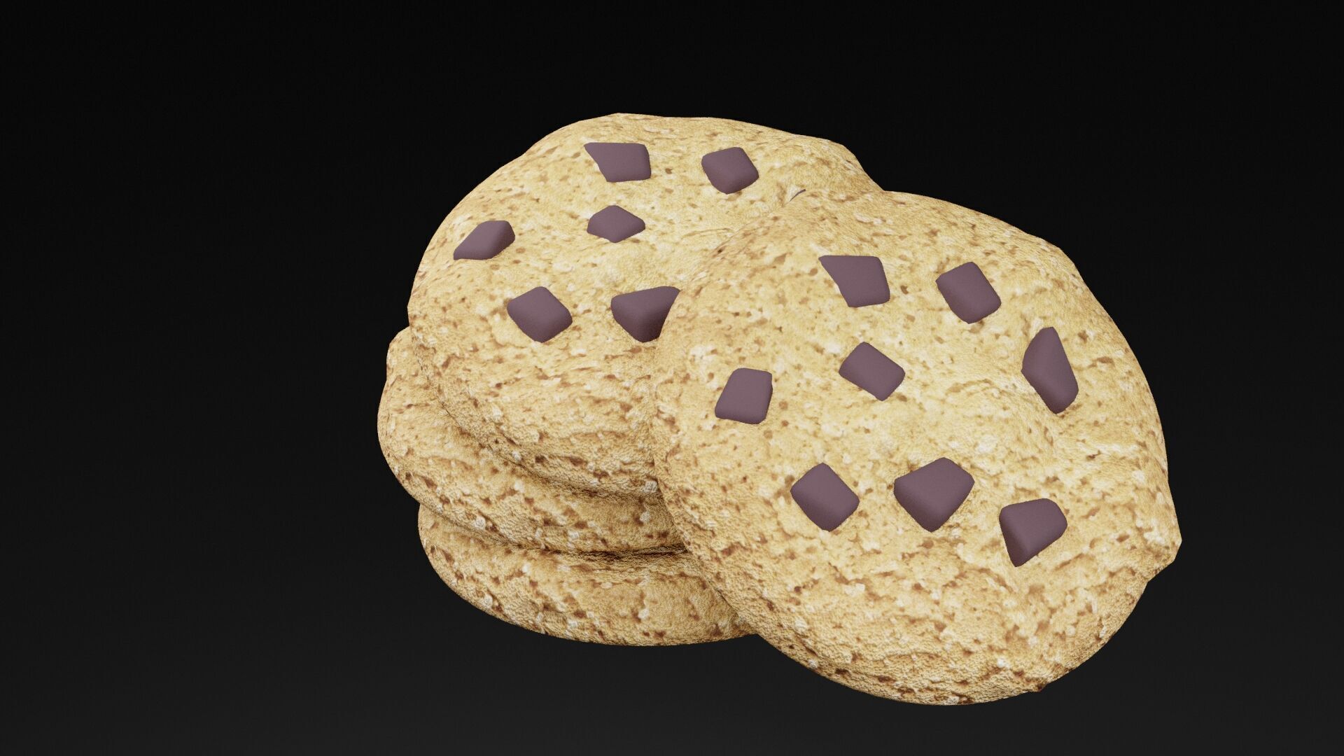 Chocolate Chips Cookies Low-poly 3D model_1
