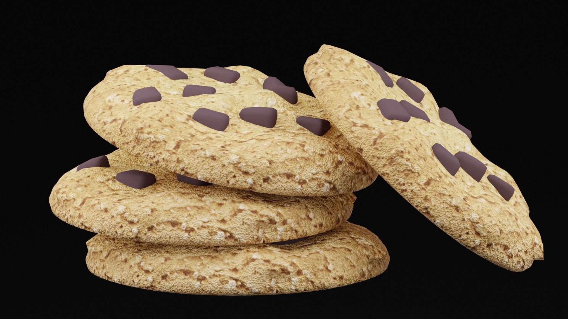 Chocolate Chips Cookies Low-poly 3D model_3